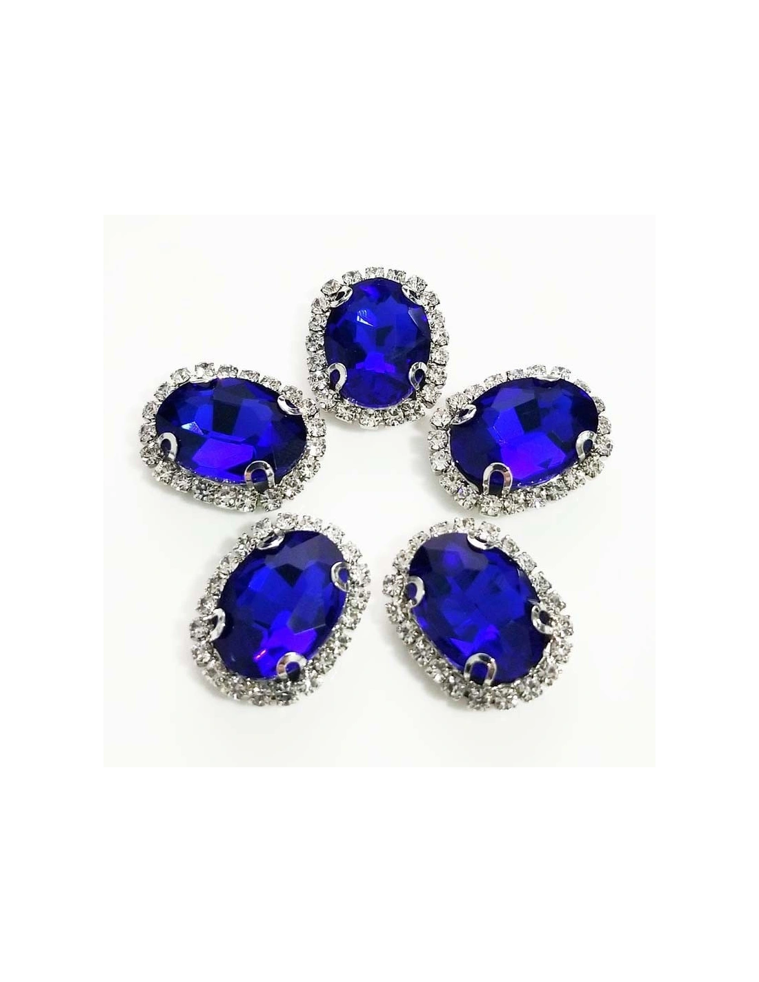 Oval Stone setting 1,8X2,3 cm Sapphire-Silver