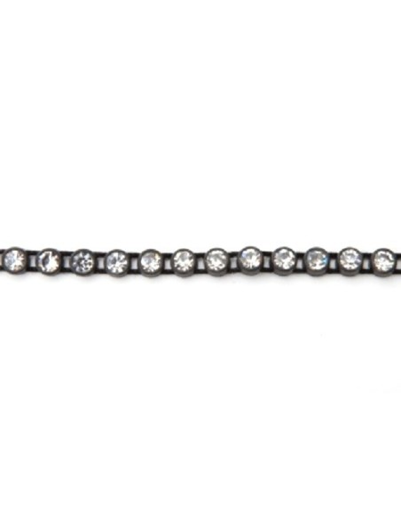 Strass Banding Plastic one row ss12 (mm3,20) Black -Crystal - 1MT - Rhinestone borders on a plastic base