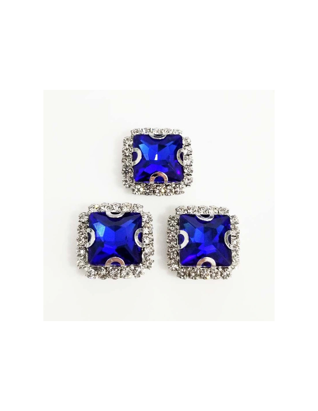 Square Stone setting 2.2x2.2 cm Sapphire-Silver