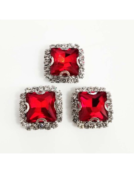 Square Stone setting 2.2x2.2 cm Light Siam-Silver
