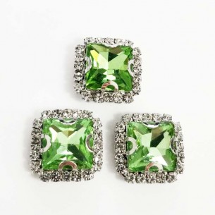 Square Stone setting  1,8X1,8 cm Peridot-Silver 2