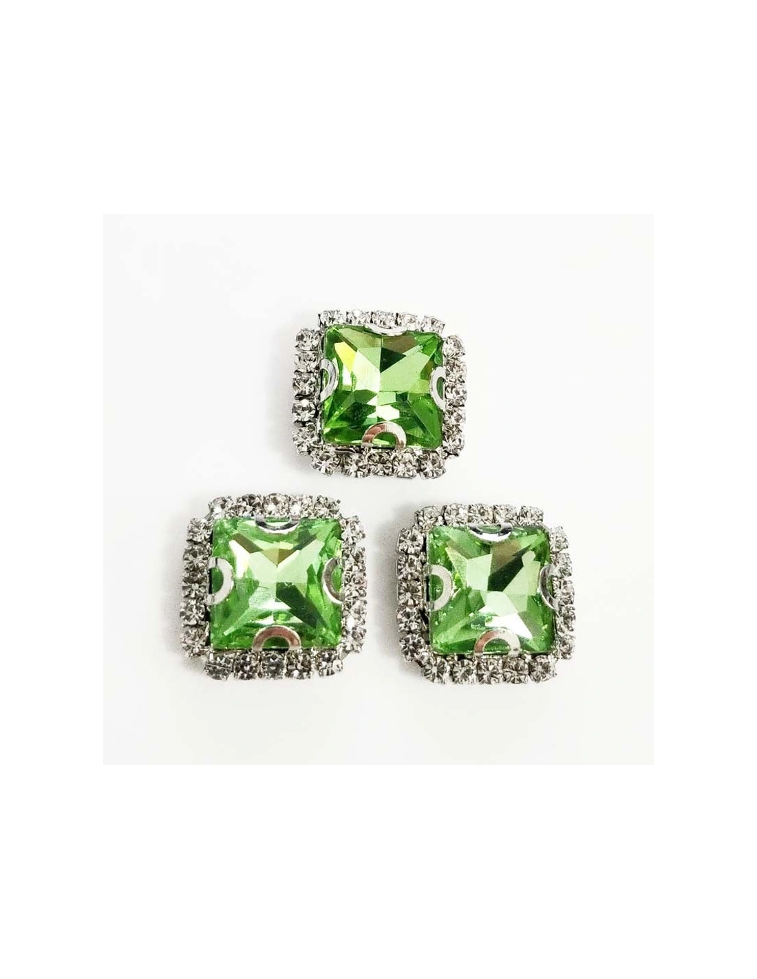 Square Stone setting  1,8X1,8 cm Peridot-Silver
