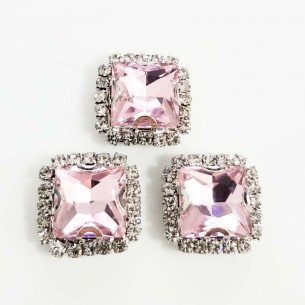 Pietra con castone  Quadrata cm 1,8X1,8 Lt. Rose-Silver 2