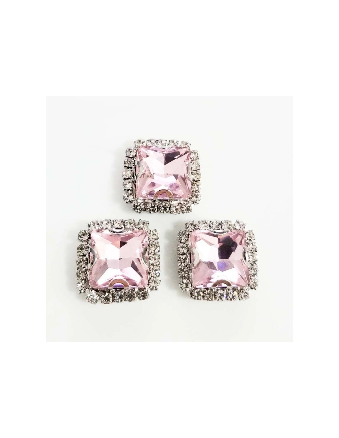 Pietra con castone  Quadrata cm 1,8X1,8 Lt. Rose-Silver