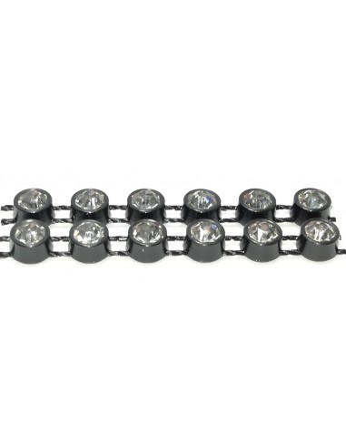 Bordura strass 1 Filo ss 8,5 (mm 2,50) Black-Crystal - 1MT - Bordure strass  su base plastica