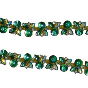 Catena Strass Gioiello cm 1,6 Crystal-Pietra 32 AB -Gold - 1MT 2