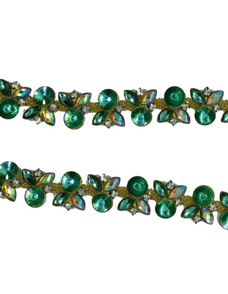 Catena Strass Gioiello cm 1,6 Crystal-Pietra 32 AB -Gold - 1MT