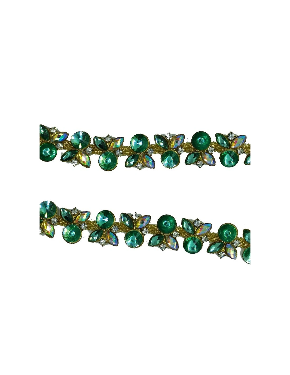 Catena Strass Gioiello cm 1,6 Crystal-Pietra 32 AB -Gold - 1MT