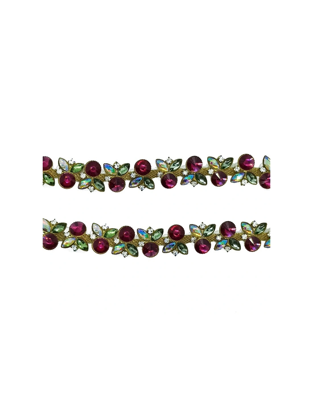 Catena Strass Gioiello cm 1,6  Crystal-Pietra75/4 AB-Gold - 1MT