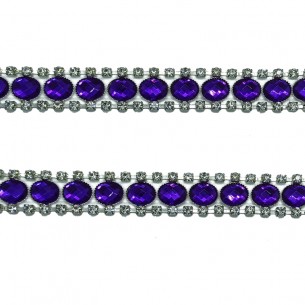 Catena Strass Gioiello cm 1,6 Pietra Purple-Strass Crystal-Silver - 1MT 2