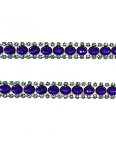 Catena Strass Gioiello cm 1,6 Pietra Purple-Strass Crystal-Silver