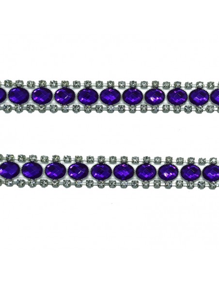 Catena Strass Gioiello cm 1,6 Pietra Purple-Strass Crystal-Silver