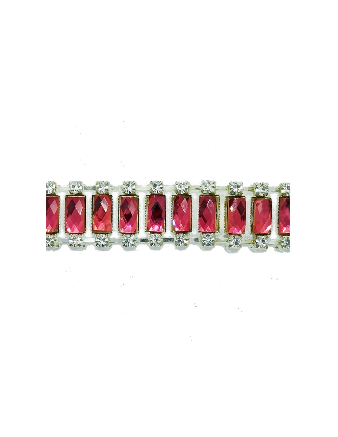Catena Strass Gioiello cm 1,8 Pietra Fuchsia-Strass Crystal-Silver - 20 CM - Catene strass
