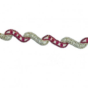 Catena Strass Gioiello cm 2,0 Strass Crystal-Fuchsia-Gold - 1MT 2