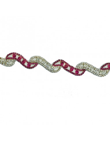 Catena Strass Gioiello cm 2,0 Strass Crystal-fuchsia-Gold - 1MT Catena Strass Gioiello cm 2,0 Strass Crystal-fuchsia-Gold - 1MT