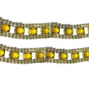 Catena Strass Gioiello cm 2,1 Crystal-Pietra-Oro - 1MT 2