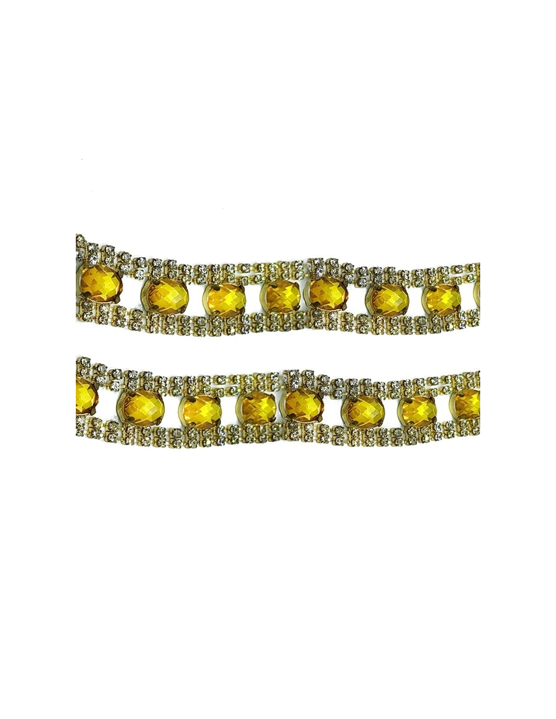 Catena Strass Gioiello cm 2,1 Crystal-Pietra-Oro - 1MT