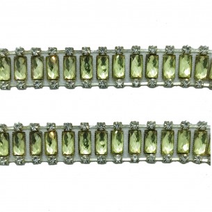 Catena Strass Gioiello cm 1,8  Pietra Jonquil-Strass Crystal-Silver - 1 MT 2