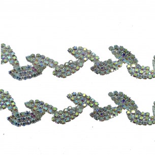 Catena Strass Foglia Gioiello cm 1,5 Crystal AB-Silver - 1MT 2