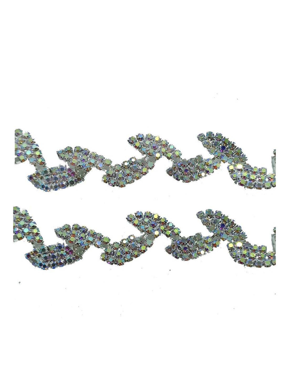 Catena Strass Foglia Gioiello cm 1,5 Crystal AB-Silver - 1MT