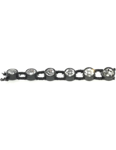 Bordura Strass 1 Filo Elastico ss 13 (mm 3,30) Black-Crystal - 1MT - Bordure strass su base plastica