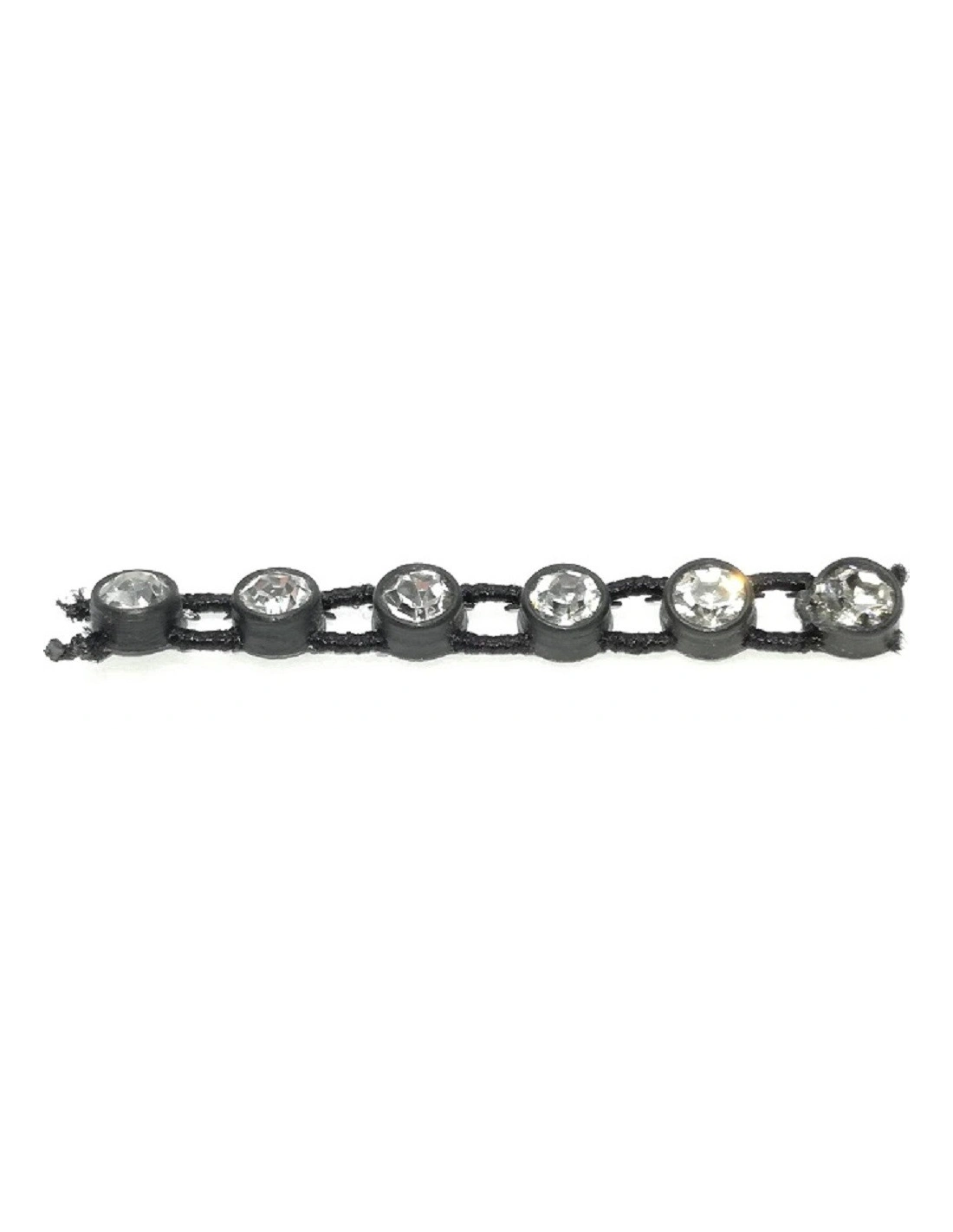 Bordura Strass 1 Filo Elastico ss 13 (mm 3,30) Black-Crystal - 1MT - Bordure strass su base plastica