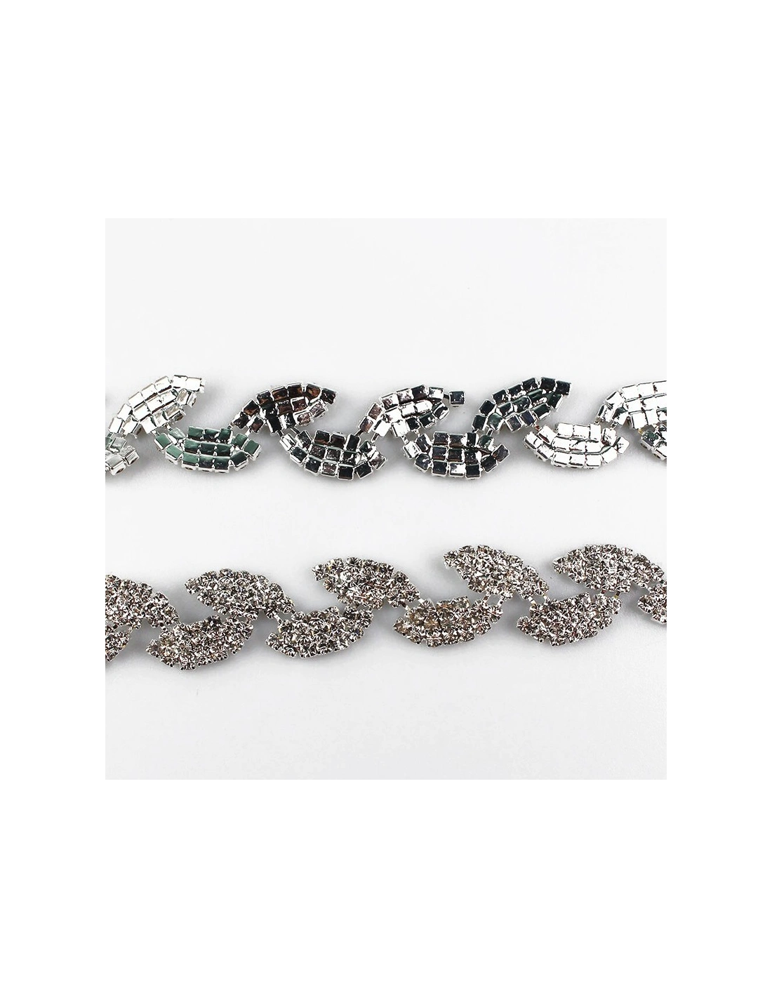 Catena Strass Foglia Gioiello cm 1,5 Crystal -Silver - 1MT
