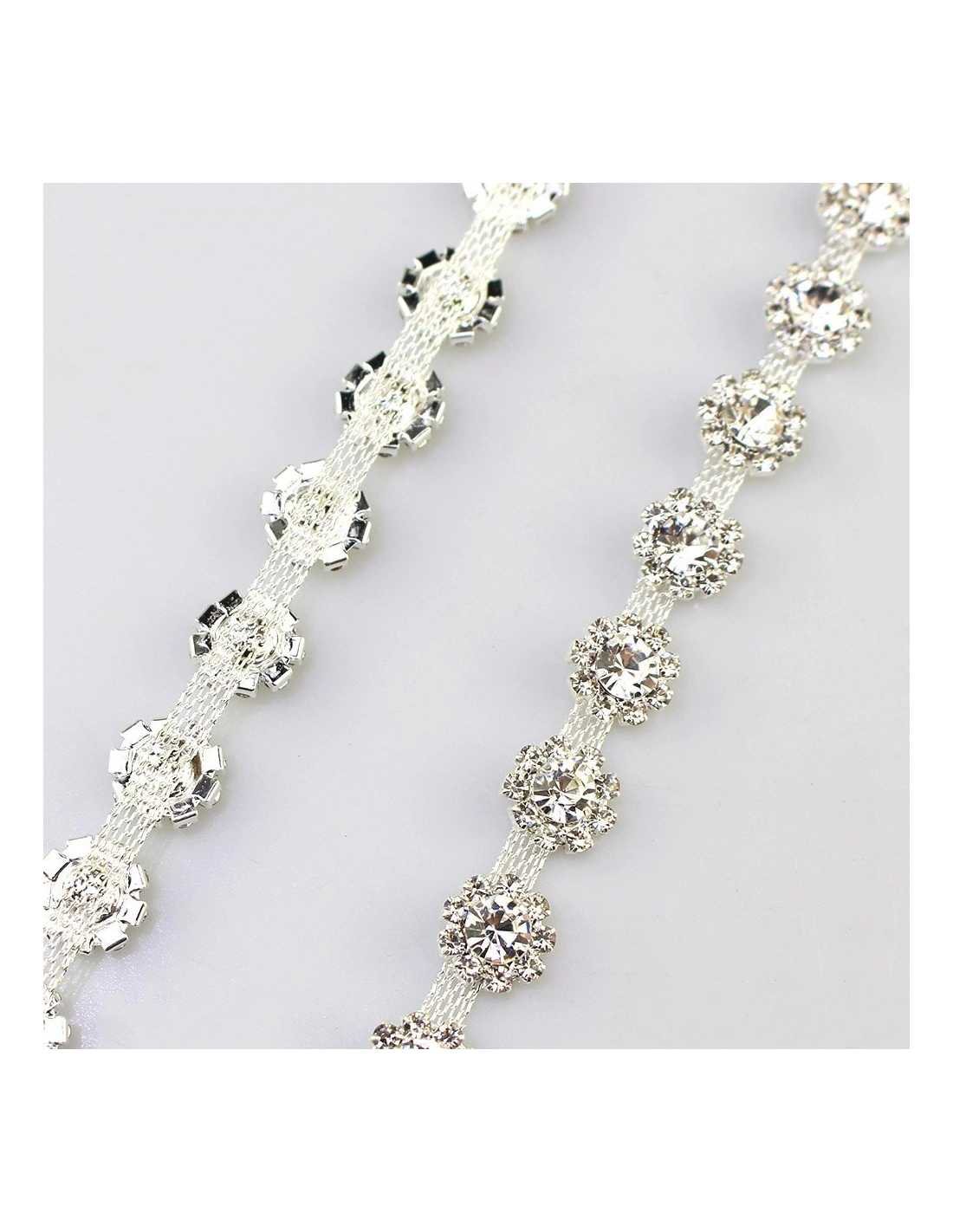 Jewel Rhinestones Chain cm 1,0 Crystal-Silver - 20 CM - Rhinestone chains