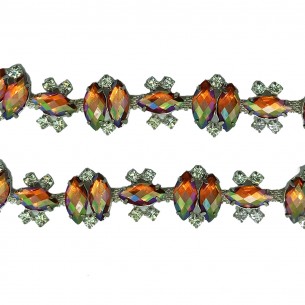 Catena Strass Gioiello cm 1,9  Crystal-Pietra28-Silver - 1MT 2