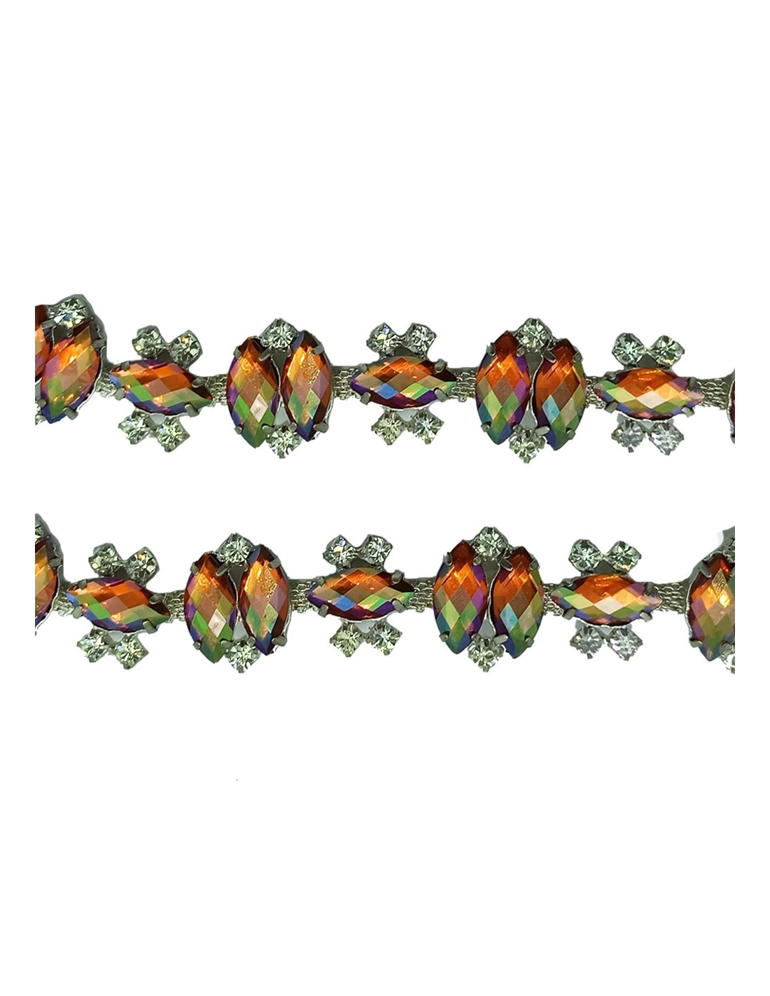 Catena Strass Gioiello cm 1,9  Crystal-Pietra28-Silver - 1MT