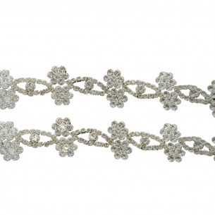 Catena Strass Gioiello cm 2,5 Crystal-Strass-Silver - 1MT 2