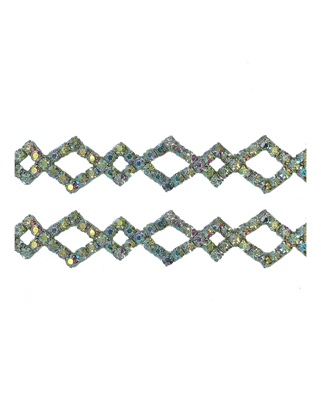 Jewel Rhinestones Chain cm. 1.8 Crystal AB-Silver - 20 CM - Rhinestone chains