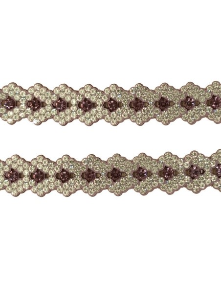 Bordura Strass Gioiello Termoadesiva a forma di Rombi cm. 2,0 Crystal/Light Rose - 1MT
