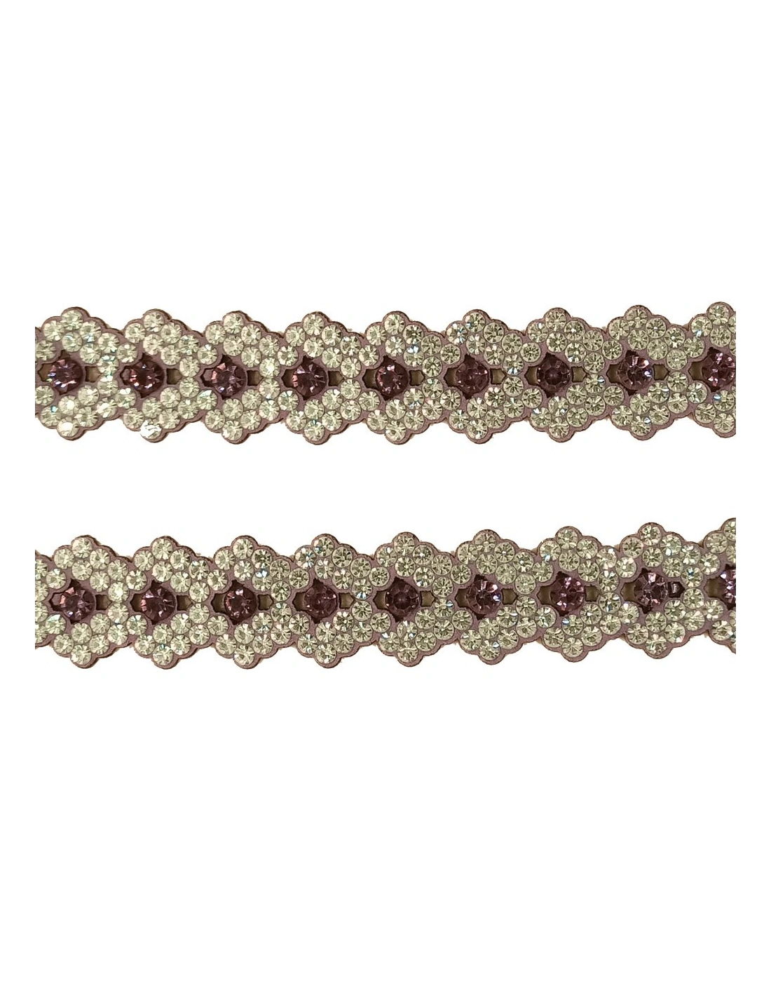 Bordura Strass Gioiello Termoadesiva a forma di Rombi cm. 2,0 Crystal/Light Rose - 1MT