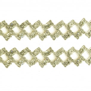 Catena Strass Gioiello Rettangolo cm 1,8 Crystal-Silver - 1MT 2