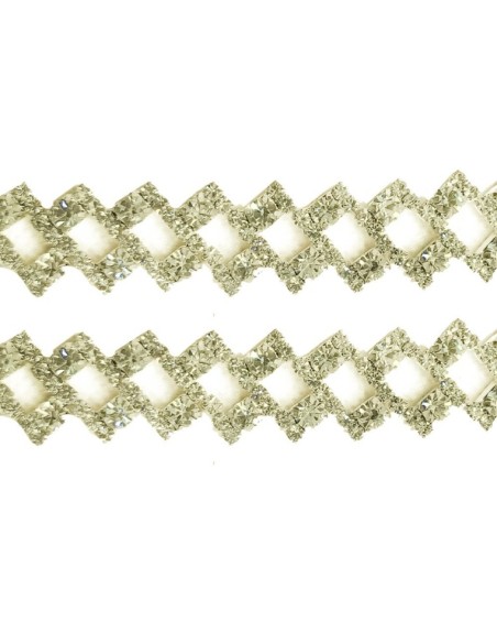 Catena Strass Gioiello Rettangolo cm 1,8 Crystal-Silver - 1MT