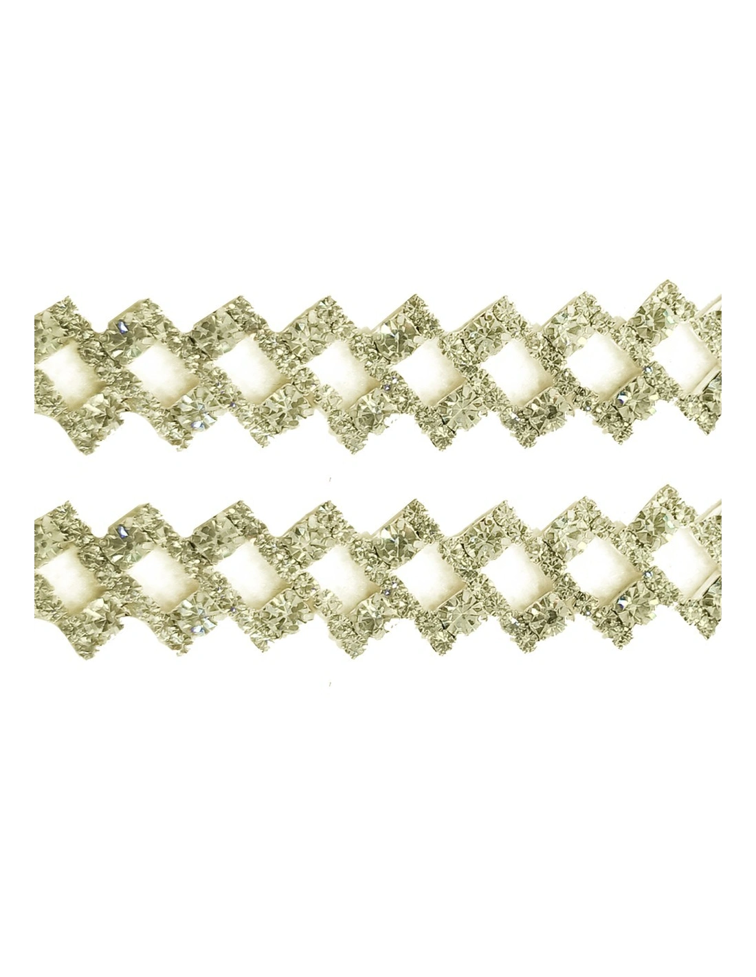 Catena Strass Gioiello Rettangolo cm 1,8 Crystal-Silver - 1MT