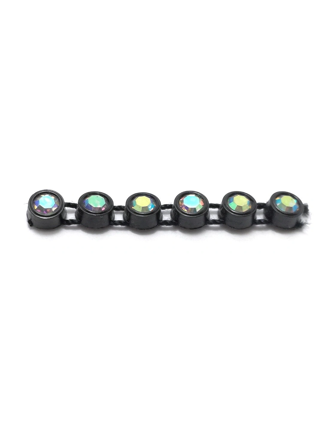 Strass Banding Plastic one row ss 13 (mm3,30) Black-Crystal AB - 1MT - Rhinestone borders on a plastic base