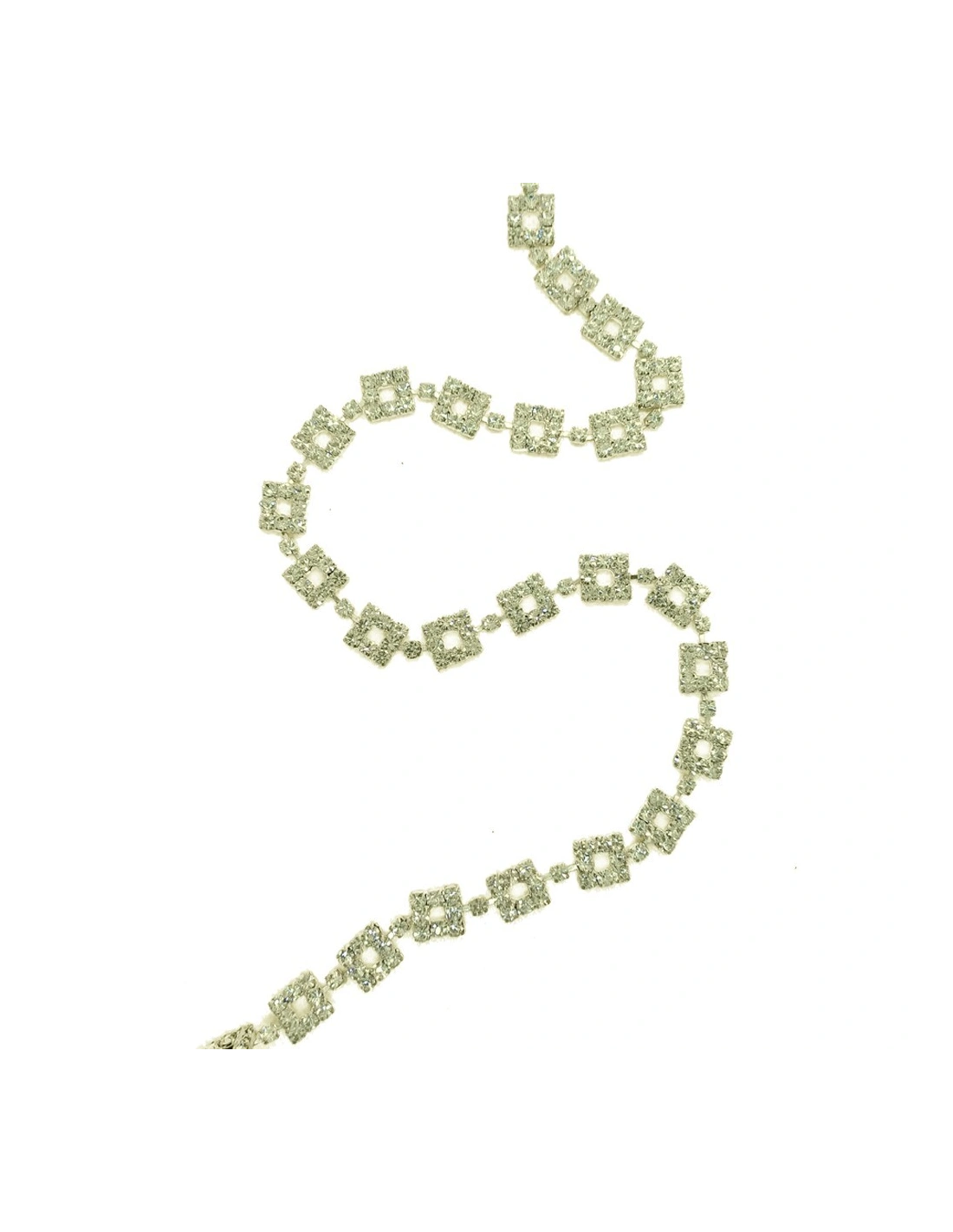 Jewel Rhinestones Chain Square cm 1,0 Crystal-Silver - 20 CM - Rhinestone chains