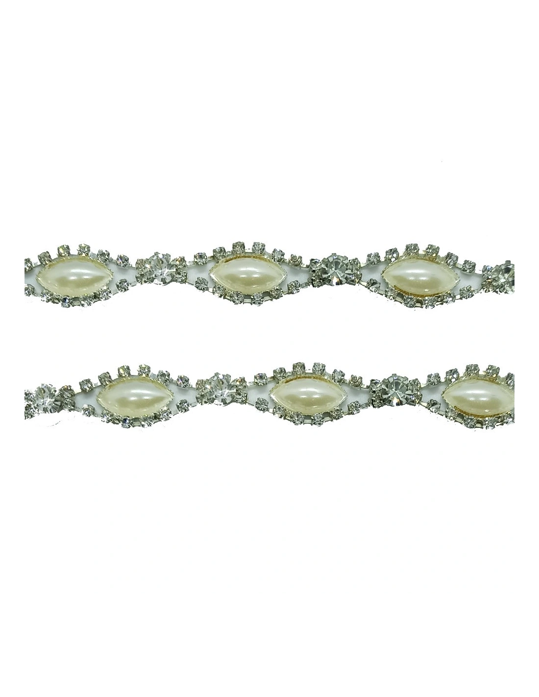 Catena Strass Gioiello cm 1,3 Crystal-Pietra-Silver - 1 MT