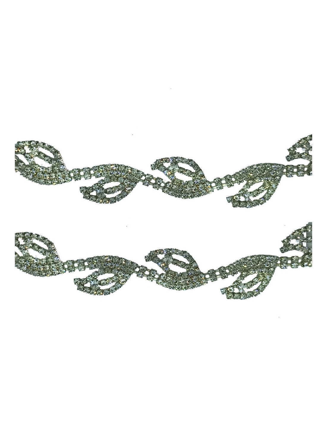 Jewel Rhinestones Chain cm 2,0  Crystal-Silver - 20 CM - Rhinestone chains