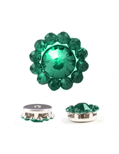 Strass Rotondo mm 12 Emerald-Silver - 1PZ