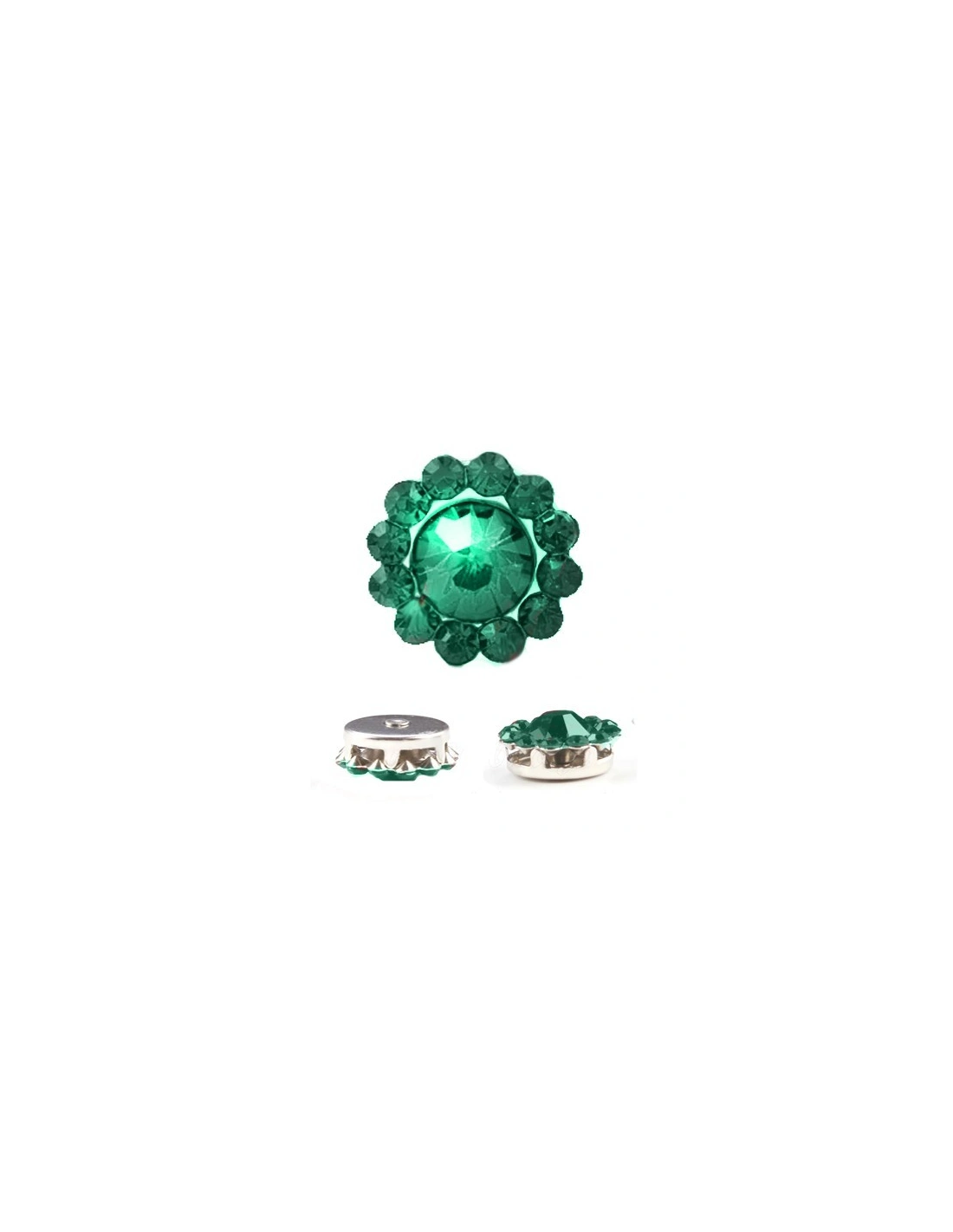 Strass Rotondo mm 12 Emerald-Silver - 1PZ