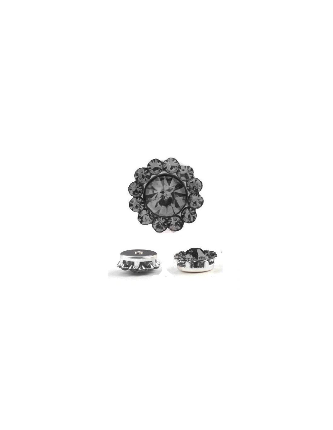 Round Strass 12 mm Black Diamond-Silver - 1PC