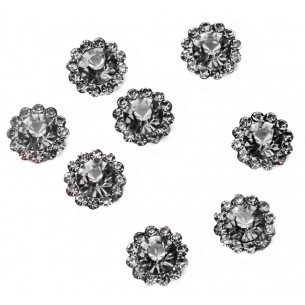 Round Strass 12 mm Black Diamond-Silver - 1PC 2