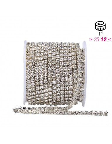 Catena Strass ss 12  Crystal-Silver - 1MT Catena Strass ss 12  Crystal-Silver - 1MT