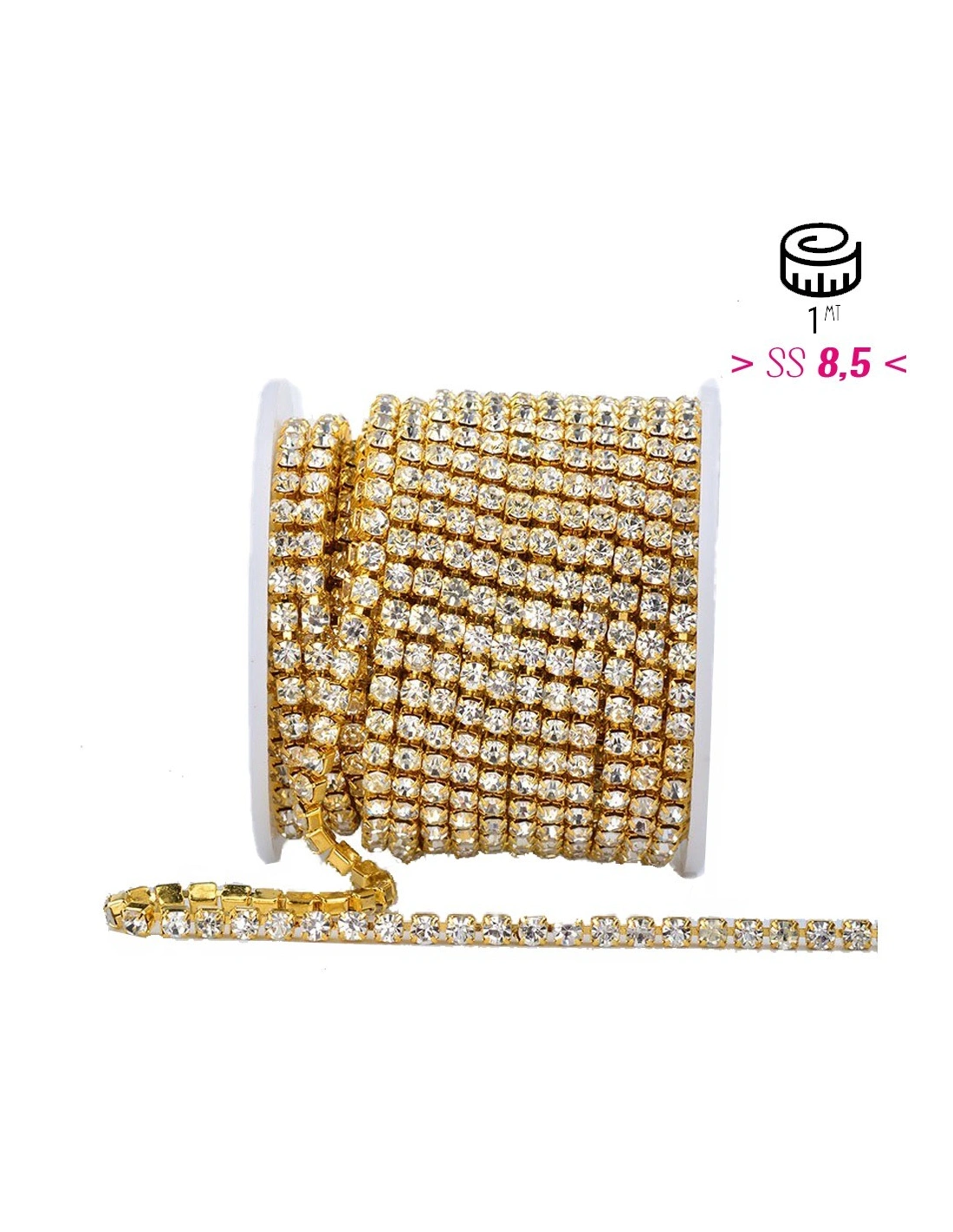 Catena Strass ss 8,5 Crystal-Gold - 1MT