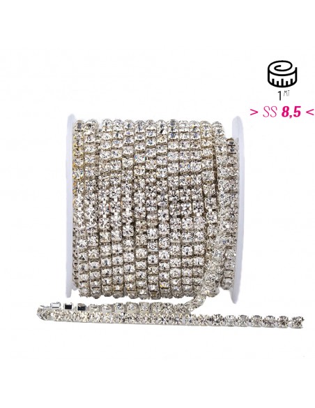 Catena Strass ss 8,5 Crystal-Silver - 1MT