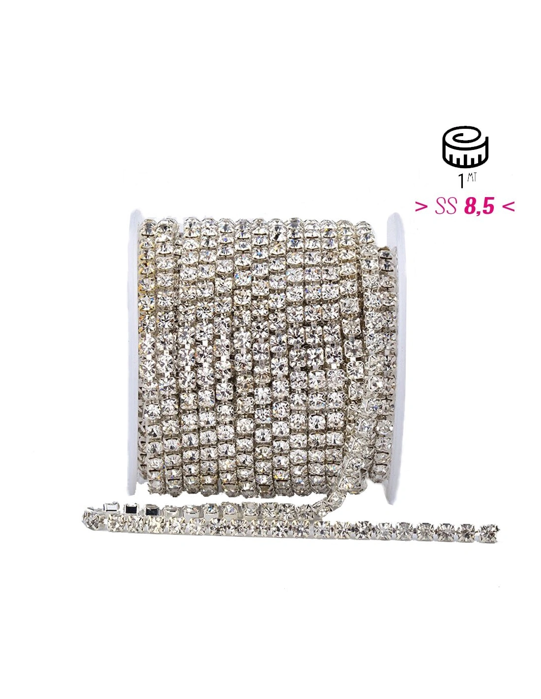 Catena Strass ss 8,5 Crystal-Silver - 1MT