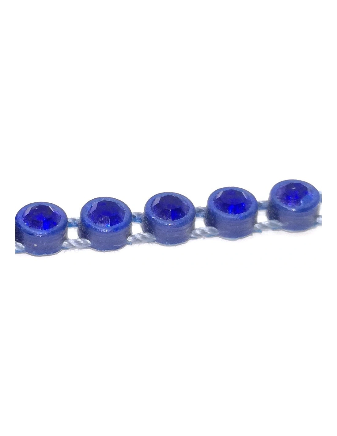 Strass Banding Plastic one row ss 13 (mm3,30) Navi Blu - Sapphire - 1MT - Rhinestone borders on a plastic base